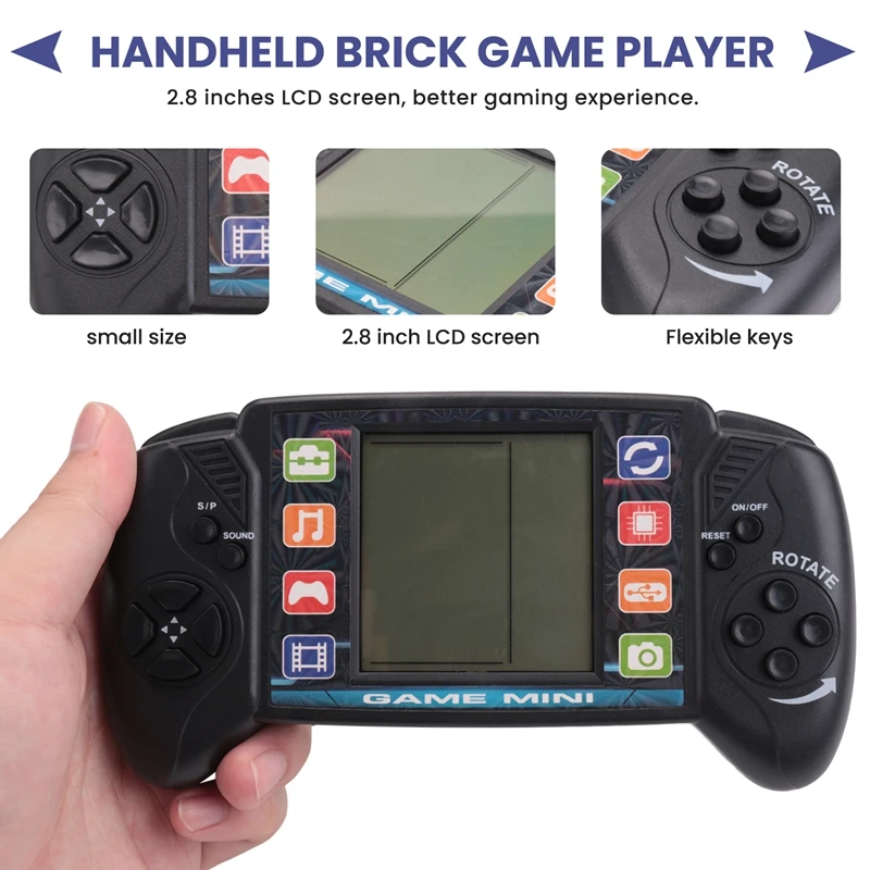 Pocket Handheld Video Game Console 3.5In LCD Mini Portable Brick Game Player With Built-In 23+26 Games (Black)