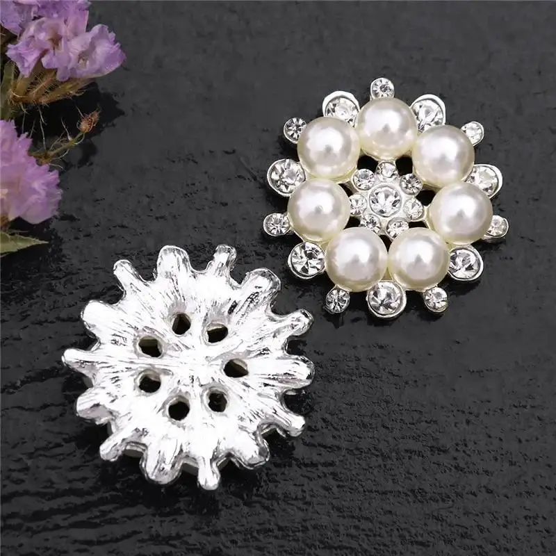 10 Stück Kunstperlen-Blumenknöpfe, transparenter Strass, zum Nähen, Basteln, Scrapbooking, Verzierungen – Detail 4