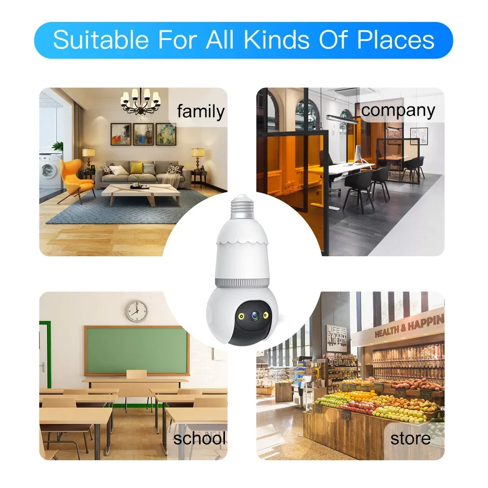 Light Bulb Security Camera 5G/2.4GHz Wireless Indoor Camera with Night Vision, Motion Detection, 360° Remote Viewing, E27 bulb
