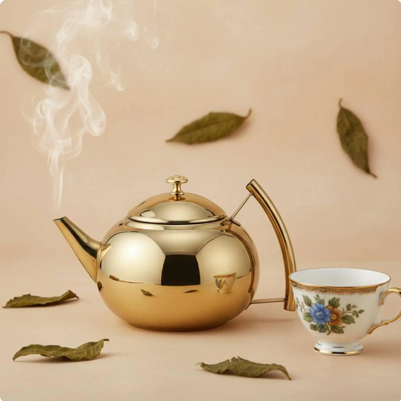 Stainless Steel Teapot Built Internal Mesh Strainer Teapot Heat Resistant Mirror Polish Tea Pot for Restaurant Owners, Cafe