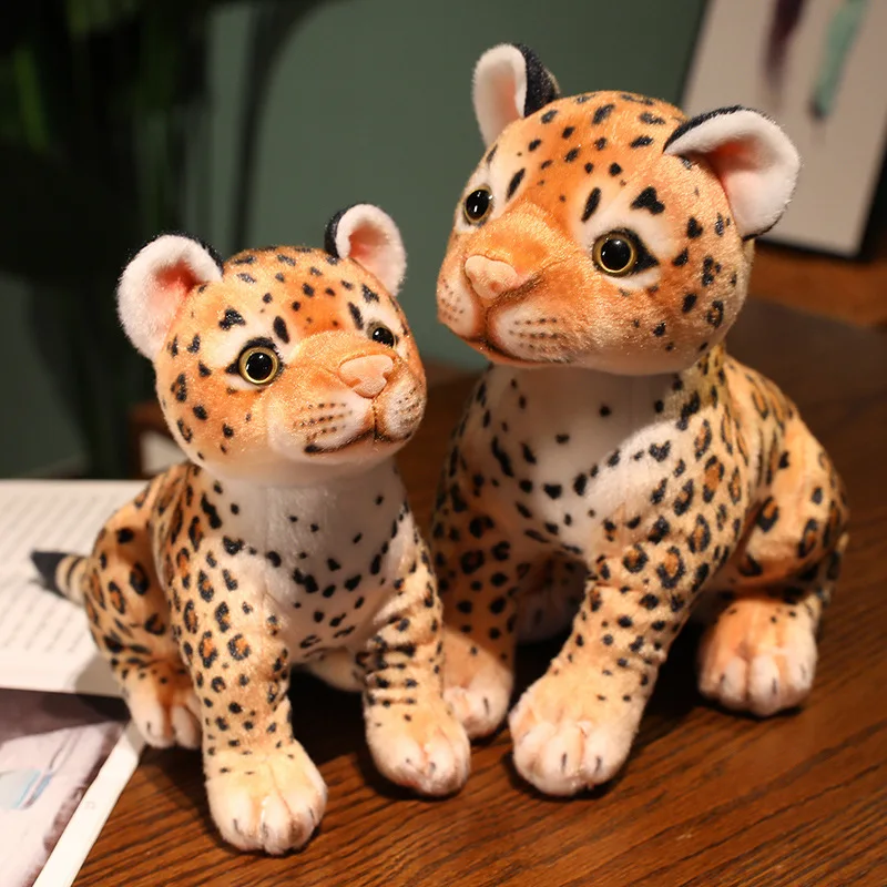 Realistic Leopard Plush Toys Cute Simulation Cheetah Cub Models Stuffed Soft Animal Baby Doll Room Decor Ornaments Children Gift