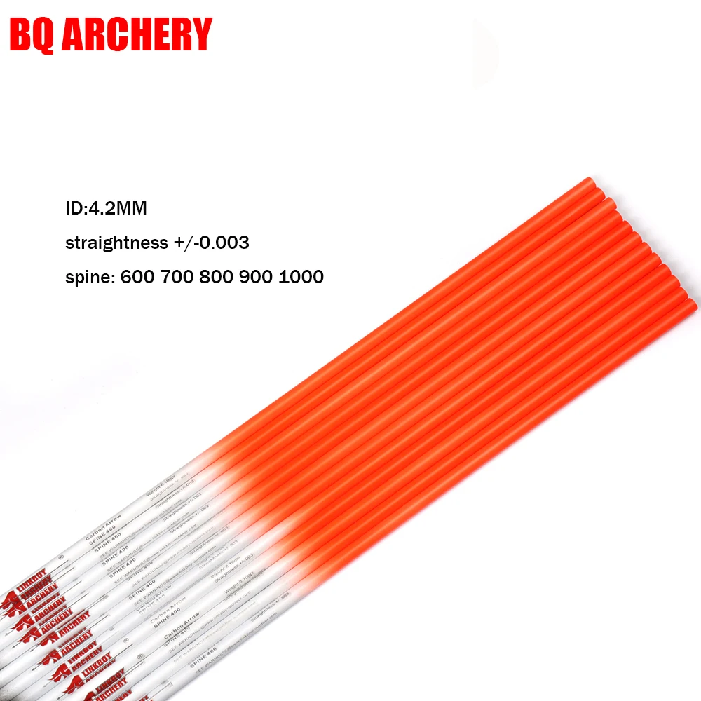 Archery Hunting Bow Accessories for Adults, Arrow Shaft, ID4.2mm Spine, 600, 700, 800, 900, 1000, 12Pcs