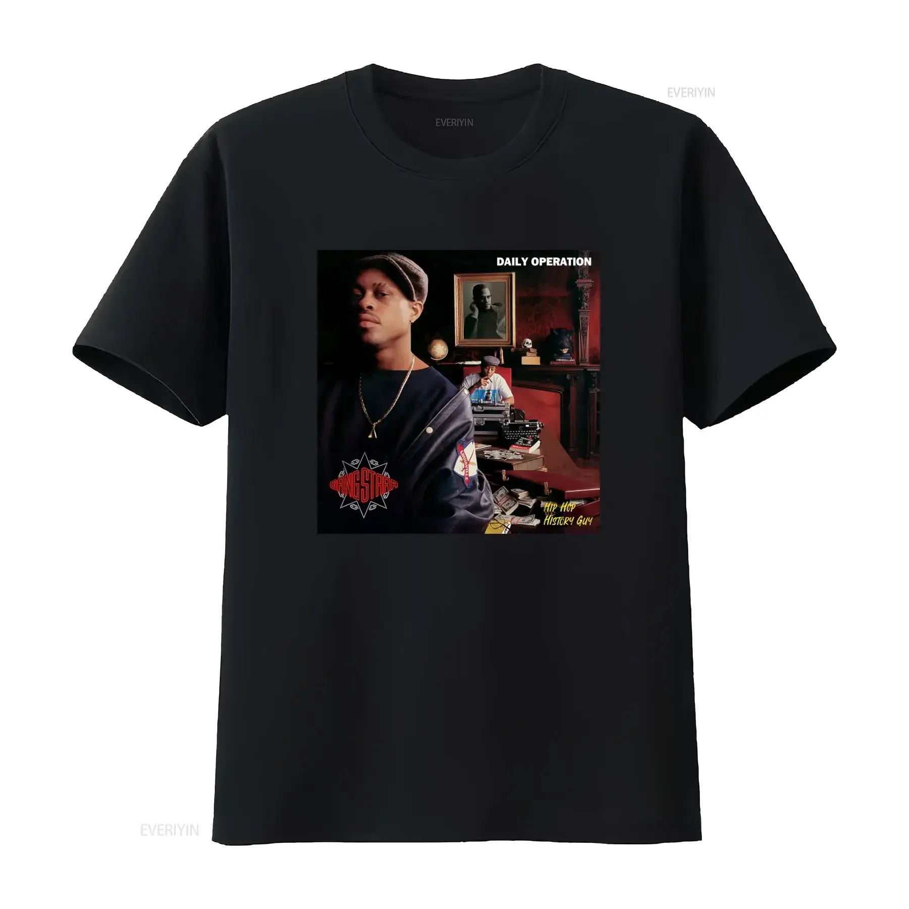 Gang Starr T shirt Daily Operation Album Art DJ Premier Hip Hop History Guy Vintage Streetwear  vintage Washed Casual Versatile