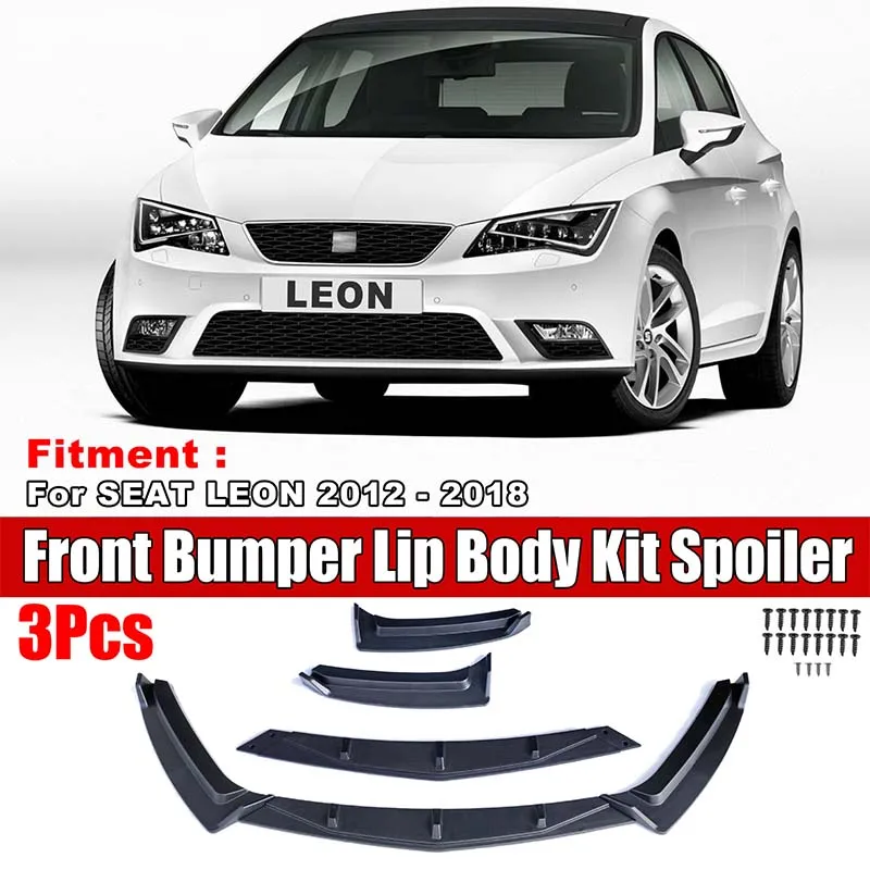 

For 2012-2018 SEAT LEON Front Bumper Lip Splitter Spoiler Black Carbon Grain Body Kit High Quality ABS Material Car Parts