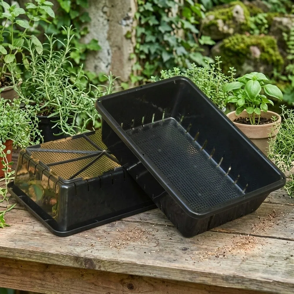4Pcs Plant Starter Trays Growing Trays With Mesh Bottom For Sprouting Plant Tray For Indoor & Outdoor Gardening