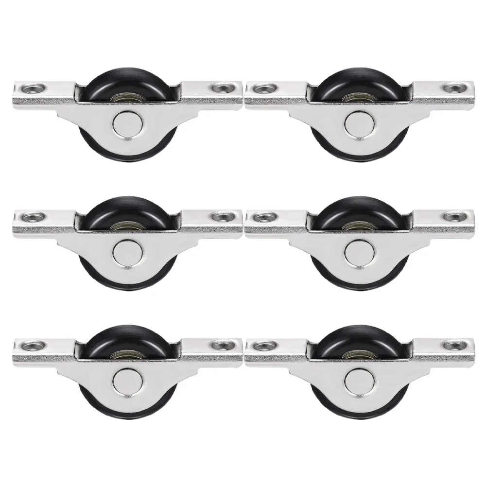 6Pcs Cabinet Sliding Door Rollers Nylon Metal Closet Wardrobe Window Smooth Silent Sliding Door Roller Set Furniture Replacement