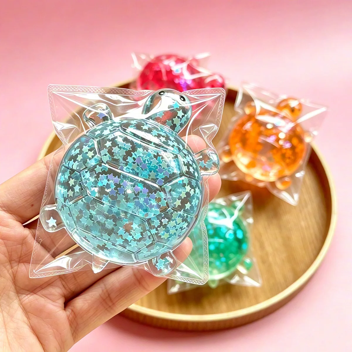1Pack Glitter Turtle Squishy Toy Transparent Jelly Squeeze Ball Slow Rising Sensory Fidget Toys Star Sequins Cute Sea Animal Anti Stress Decompression Toy Kids Classroom Rewards Birthday Party Favors Goodie Bag Fillers