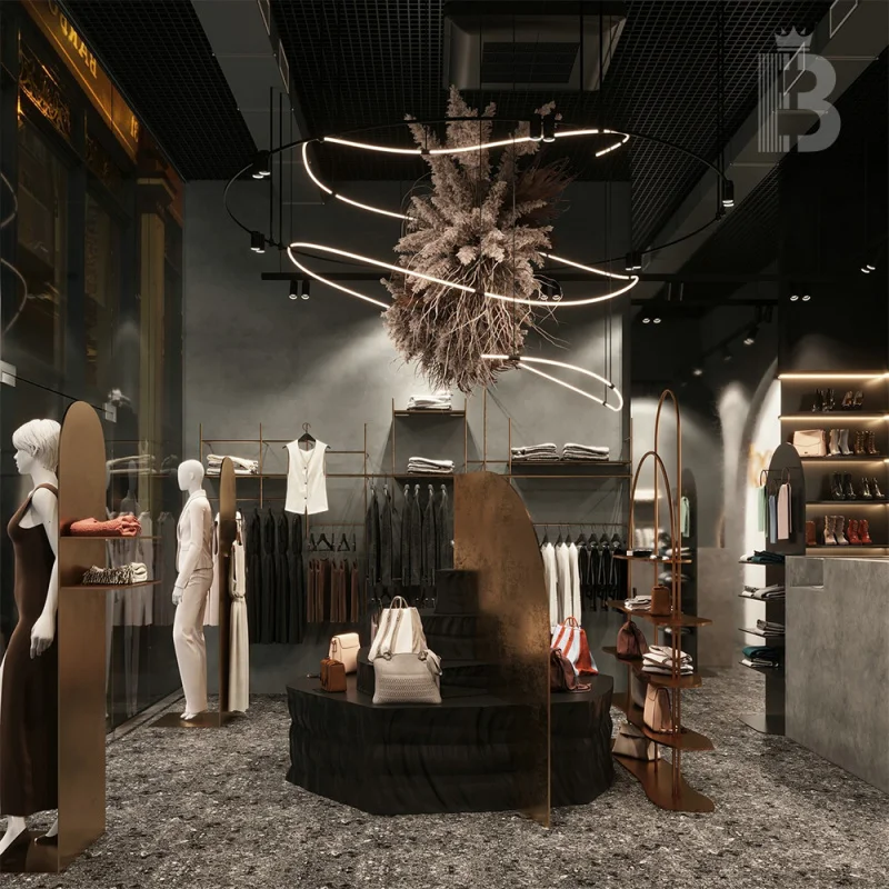 custom.Custom Clothing Boutique Display Rack Stainless Steel Hot Retail Store Furniture Clothing Display Cabinet