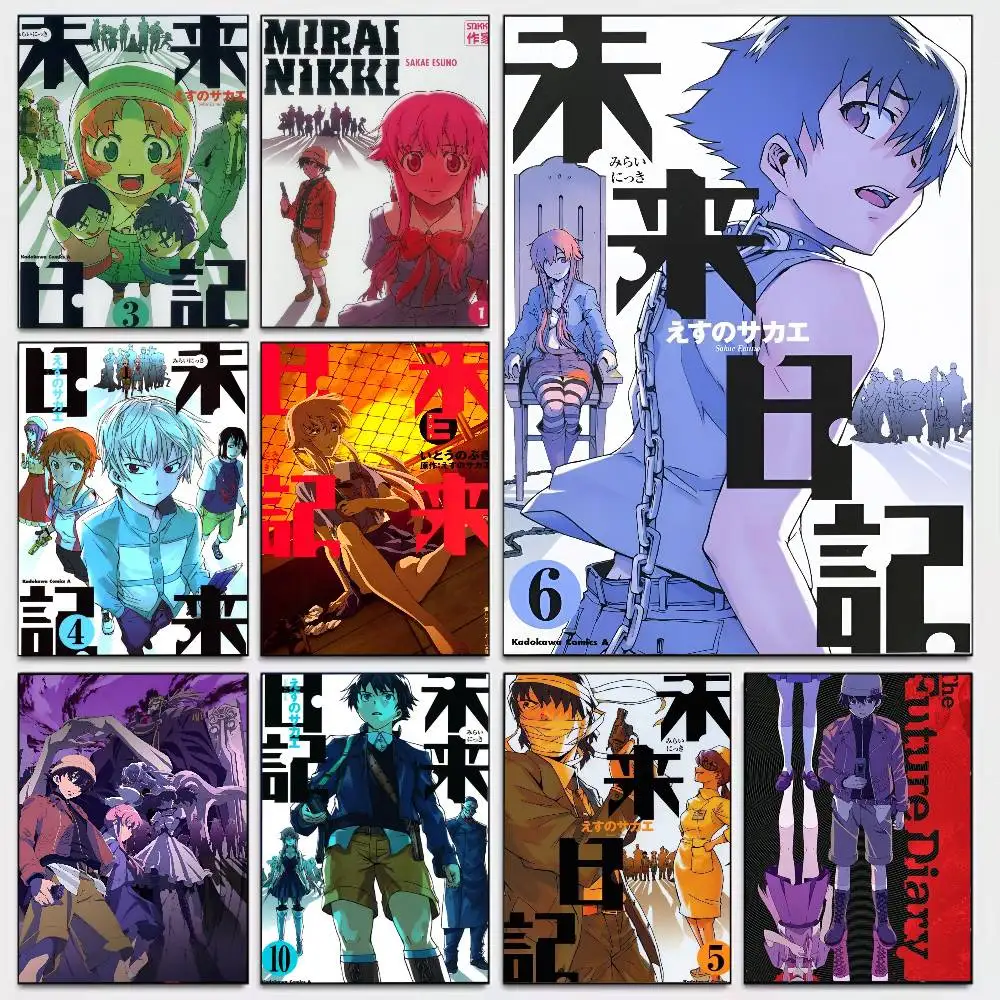 Anime Figure Mirai Nikki The Future Diary Poster Art With Prints Home Bedroom Living Room Decoration Gift