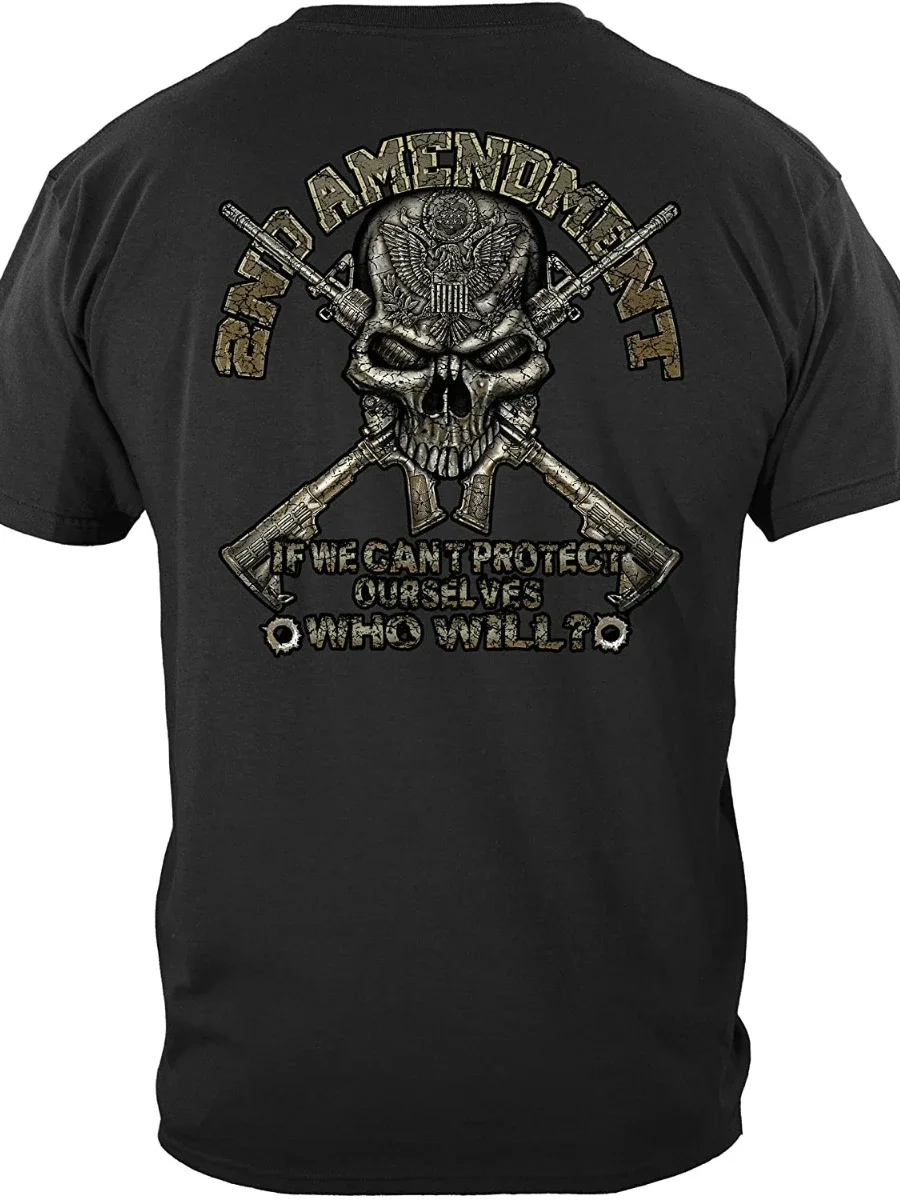 fashion manga 2nd Amendment Patriotic Skull Cross Rifle T-Shirt. Summer Cotton Short Sleeve O-Neck Men's T Shirt New S-5xl