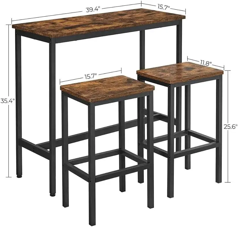 Bar Table and Chairs Set, Kitchen Bar Height Table with Stools Set of 2