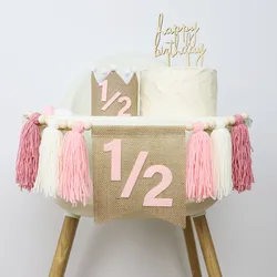 Half Birthday Decorations,1/2 Birthday High Chair Banner, Birthday Crown Hat, 6 Months Birthday Party Decorations Photo Props