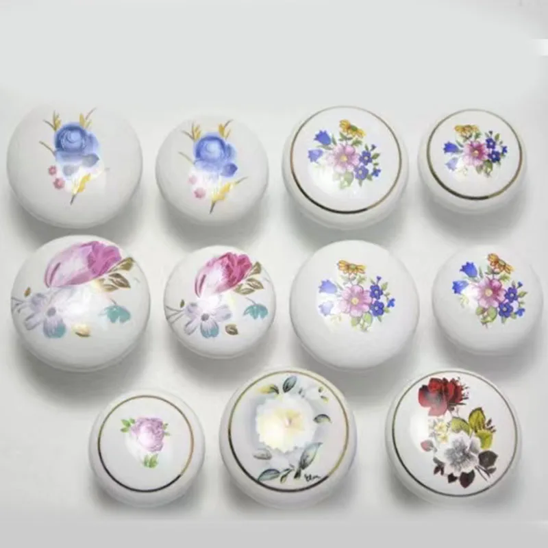 

32mm modern fashion rural printing ceramic drawer shoe cabinet knobs pulls