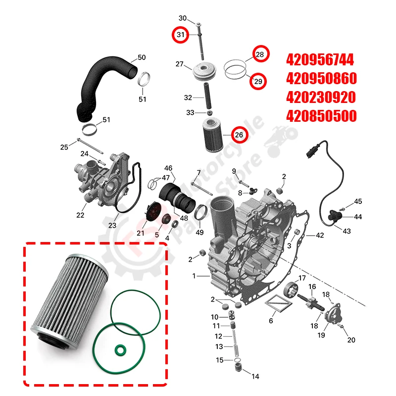 مجموعة حلقات O لفلتر الزيت FKM تناسب BRP Sea-Doo WAKE RXT RXP GTS GTI GTX 4-TEC & Can-Am Traxter Quest & Ski-Doo Elite Legend & Lynx