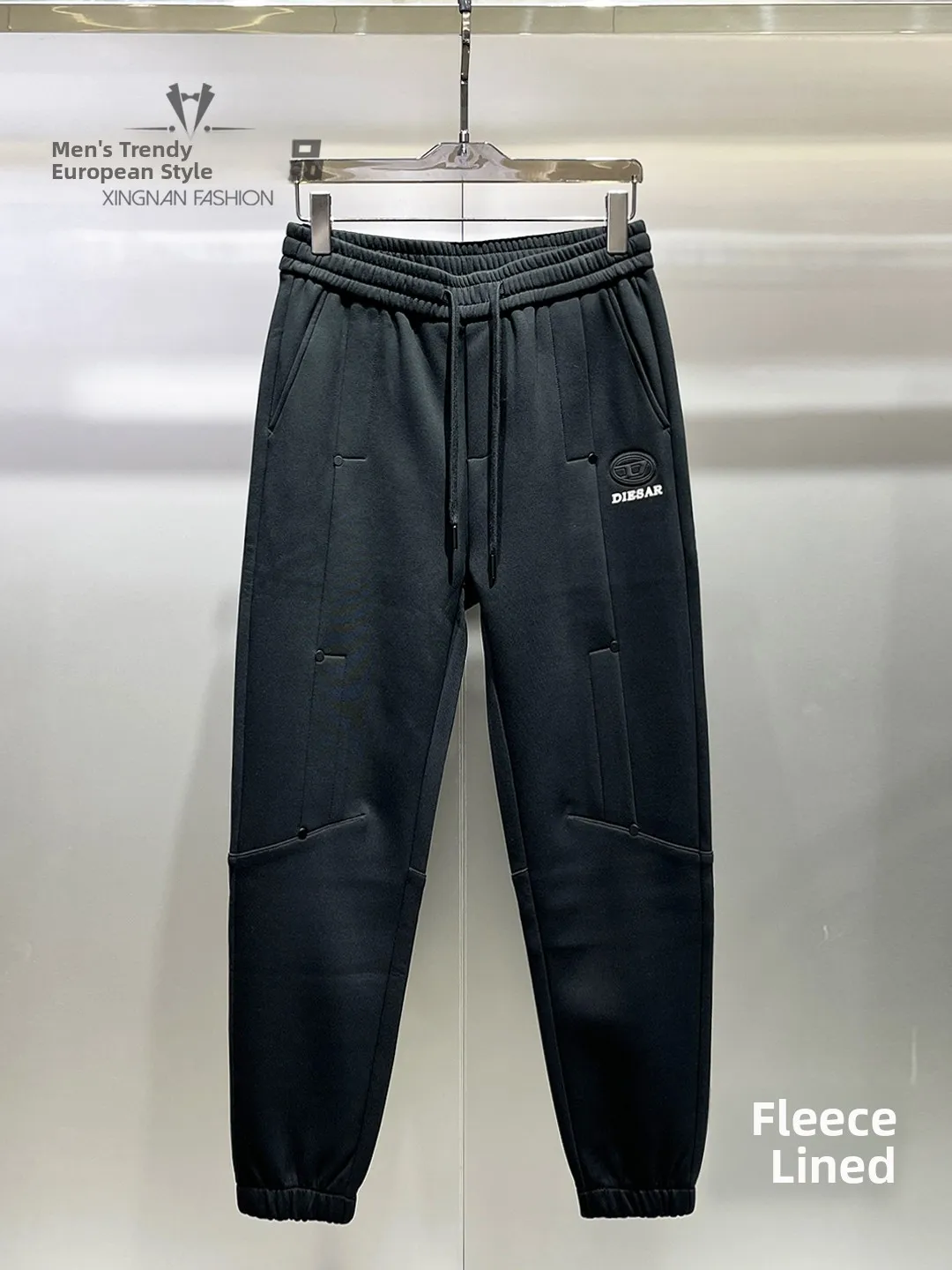 

Men's Winter Thiened Fce Lined Casual Pants Trousers with Cuffs Faionable Korean Sle Slim Fit Sweatpants