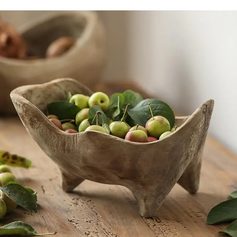 

Wooden Plate with Feet Fruit Bread Plates Cake Pan Refreshment Tray Snack Candy Trays Dessert Storage