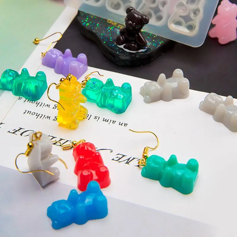 Bear Sugar Silicone Mould Crystal Resin Epoxy Molds Jewelry Pendant Art DIY Craft Decorations