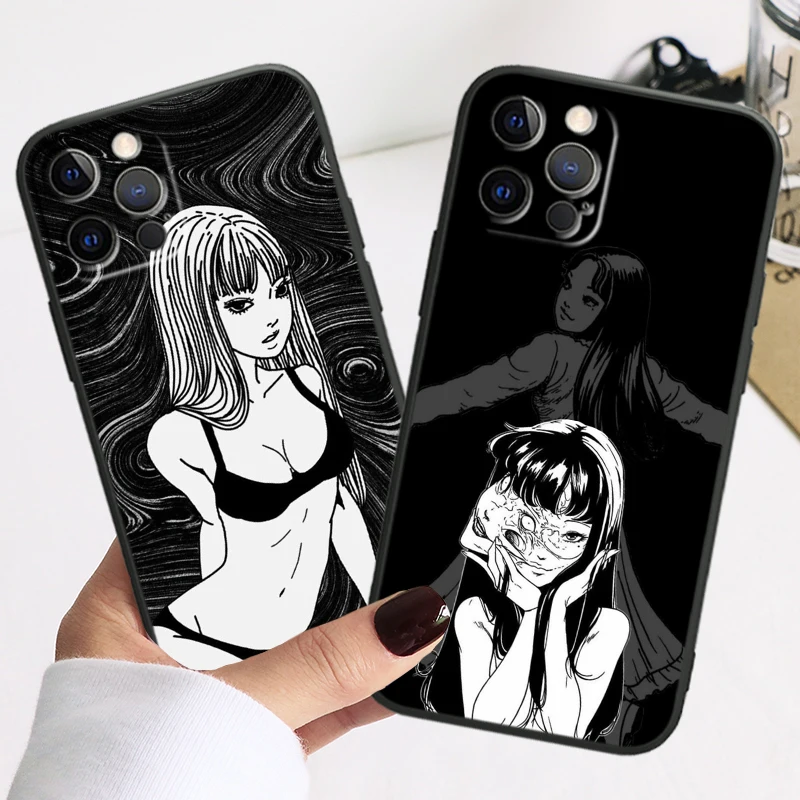 Junji Ito Horror Comics Silicone Black Soft Phone Case For Apple iPhone 15 14 13 12 11 X XS XR 8 7 6 6S Pro Plus Max Mini