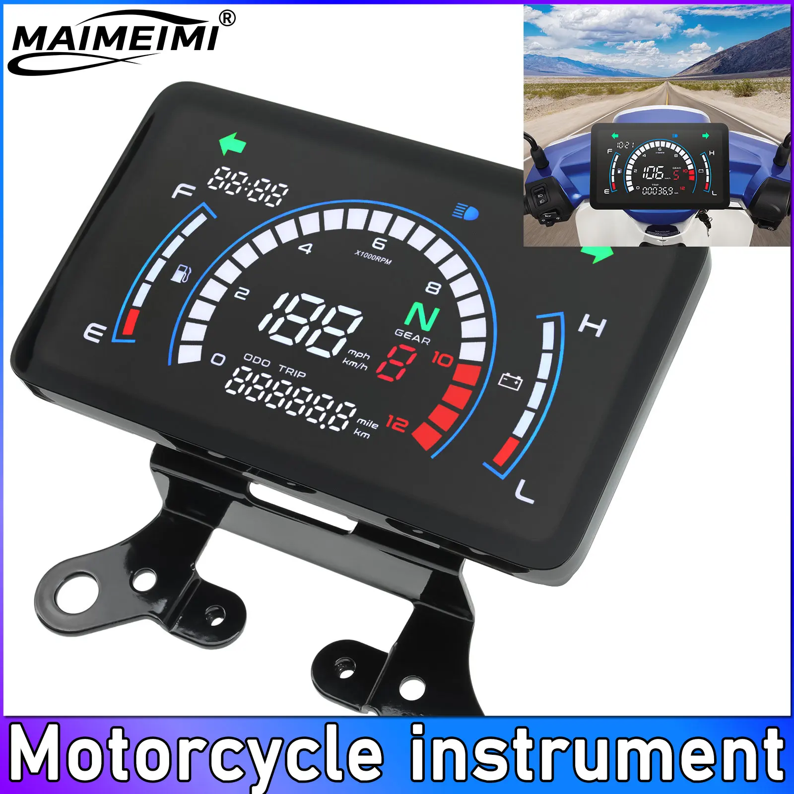 

Tachometer 12000RPM EX5 Motorcycle Digital Speedometer Motobike Dashboard Lager Board with Bracket Universal Adjustable