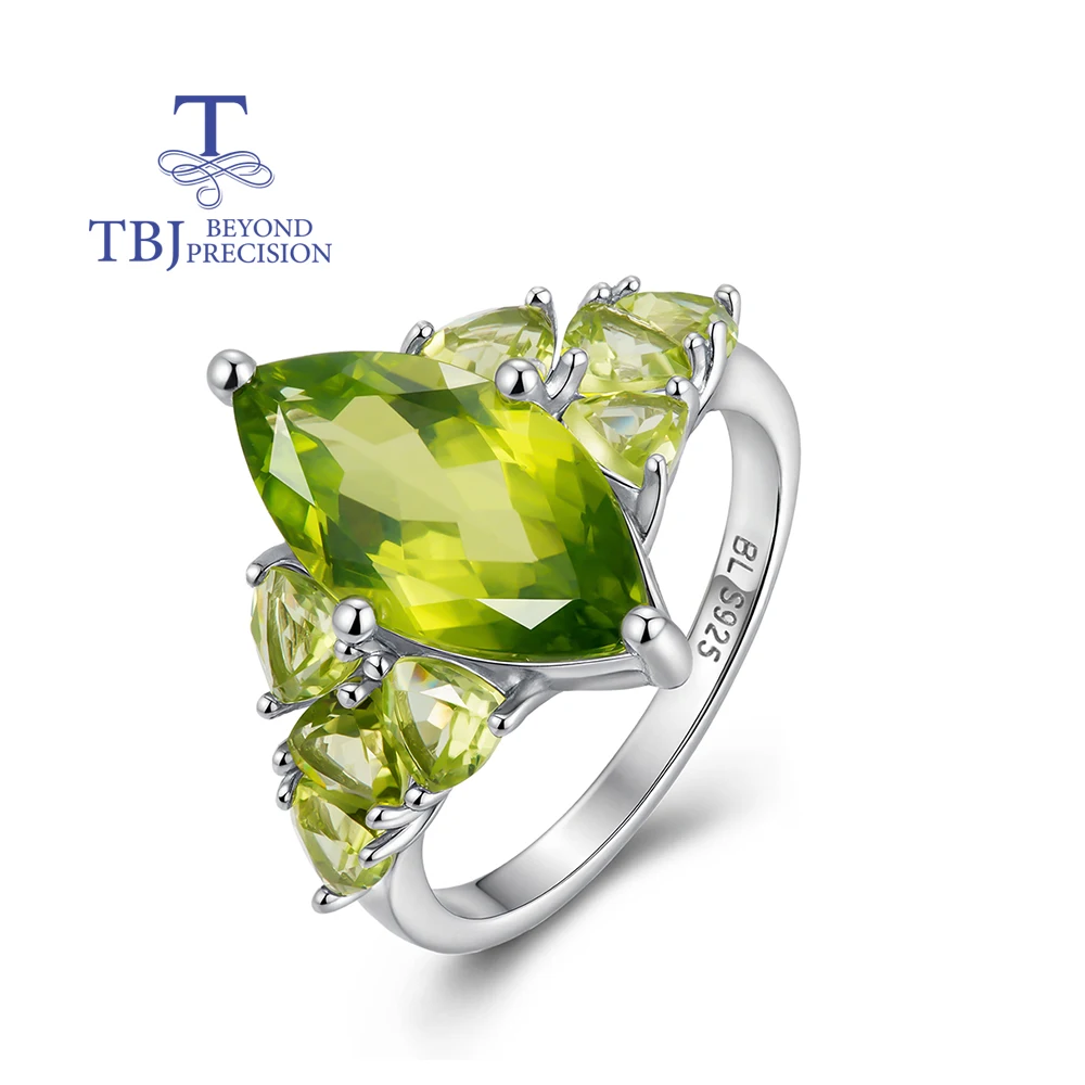 

New light luxury 925 sterling silver big ring 7.40ct natural peridot August Birthstone Fine jewelry for women's anniversary gift