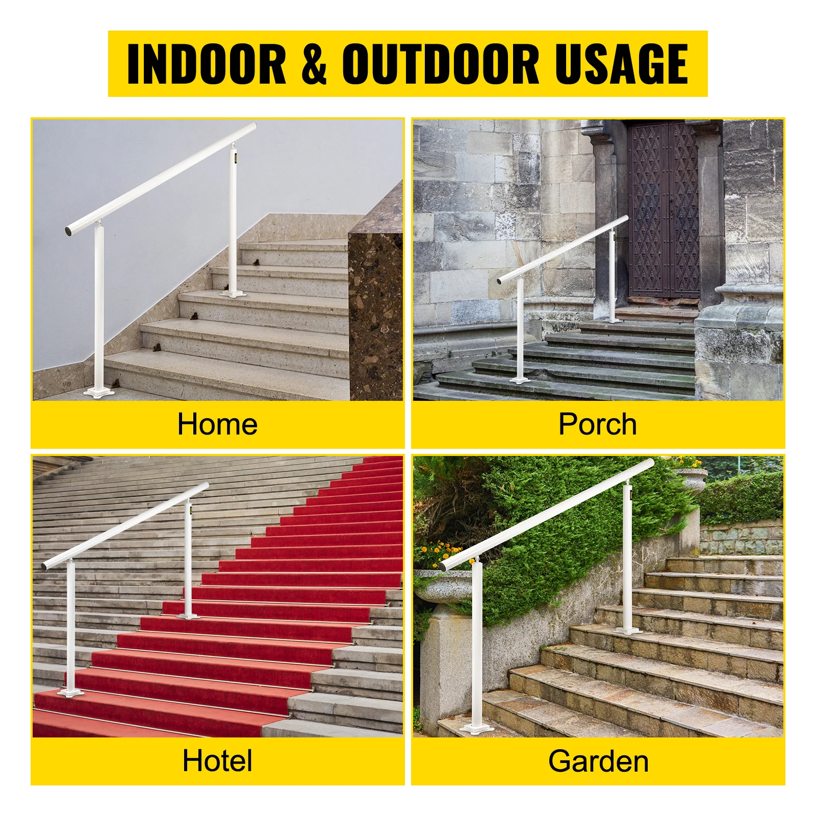 Factory Direct 2026 Handrail for Outdoor Steps Aluminum Stair Fit 0-5 Steps Installation Kit