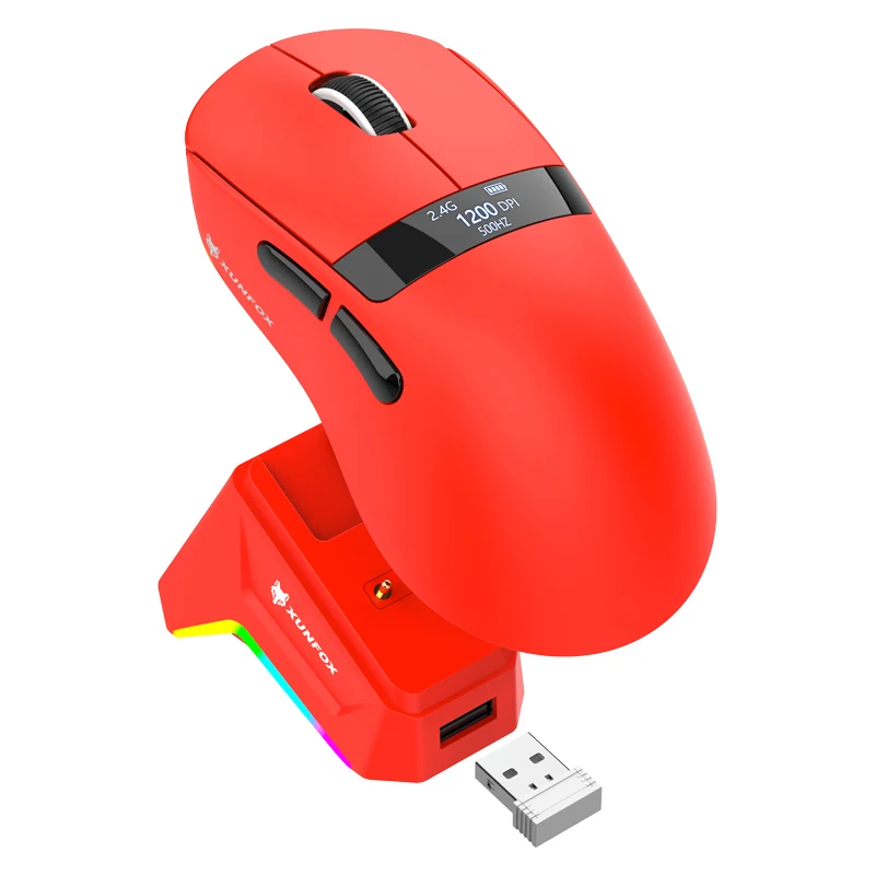 

Беспроводная игровая мышь Xun Fox H9pro, перезаряжаемая, сенсор PAW3311, 12000 DPI (макс.), частота опроса 1000 Гц, легкая, аккумулятор 500 мАч