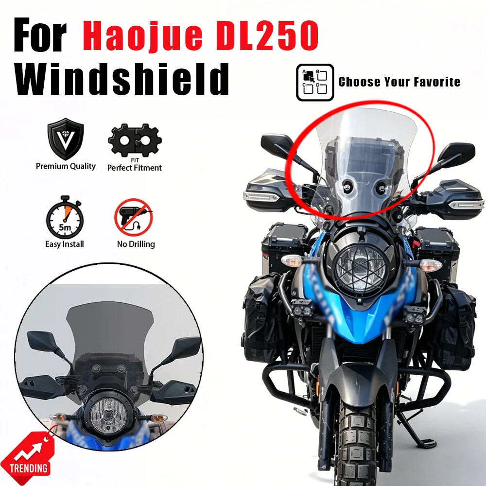 

High Transparent Thickened Raised Front Windscreen Windshield Chest Protection Fairing Modified Spare Parts for Haojue DL250