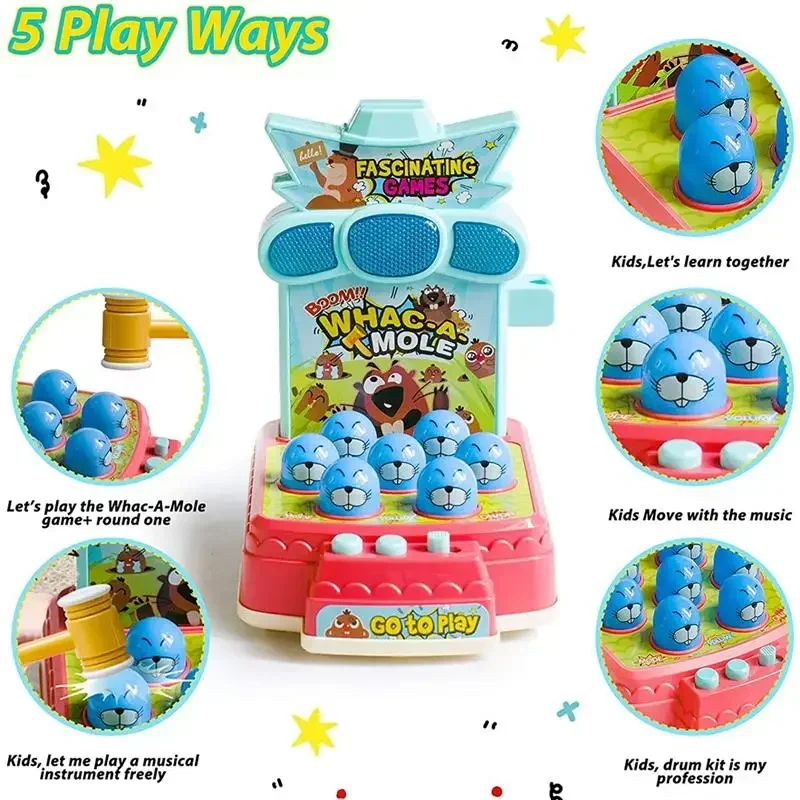 2024 Baby Enlightenment Game Console Electric Whack a Mole Toy with Interactive Knock Knock Music for Early Education