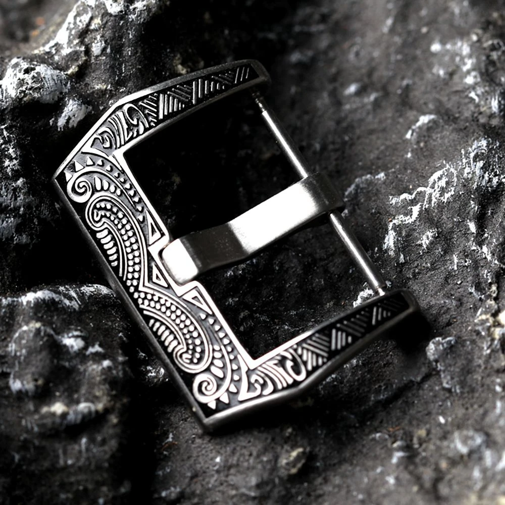 Geprägter Verschluss, Verschluss aus Edelstahl 304, 20 mm, 22 mm, 24 mm, 26 mm, geschnitzter Maya-Inschriftverschluss, Echtlederarmband-Zubehör