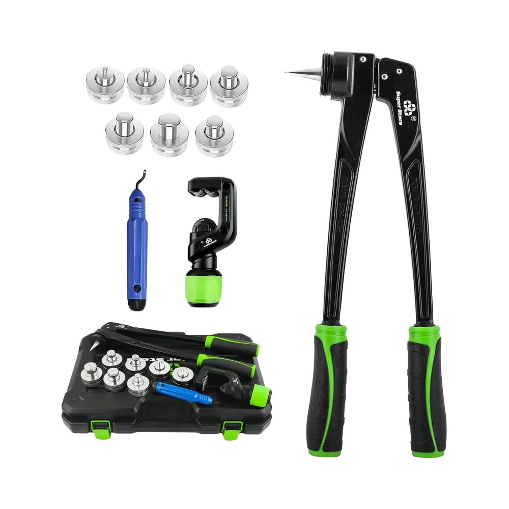 

Super Stars HVAC Swaging Tool 7 Expander Heads 3/8-1-1/8 Inches Copper Pipe Cutter Deburring Tool Handheld Pump Copper Tube