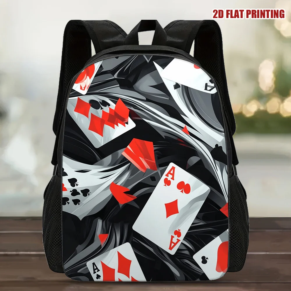 

A lost playing card chaos backpack with a sturdy minimalist design, perfect for travel and daily use, suitable for teens