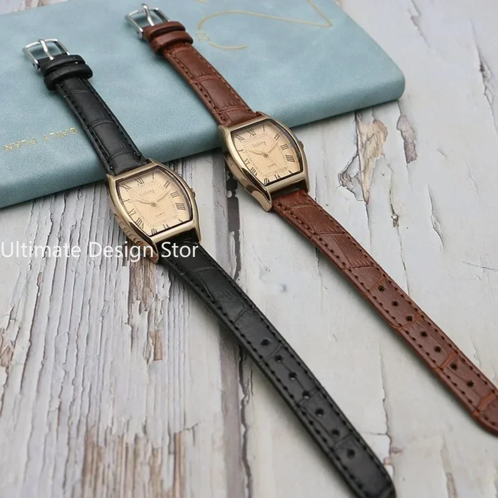 Watch for Women Small Ladies Wristwatches Brown Retro Vintage Leather Bracelet Watch Black Quartz Wristwatches Reloj Mujer