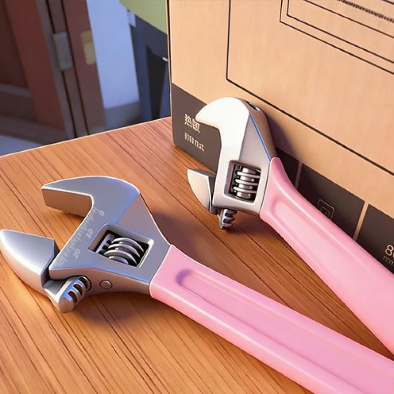Pink adjustable wrench large opening long handle universal clamp wrench carbon steel mechanical workshop manual maintenance tool