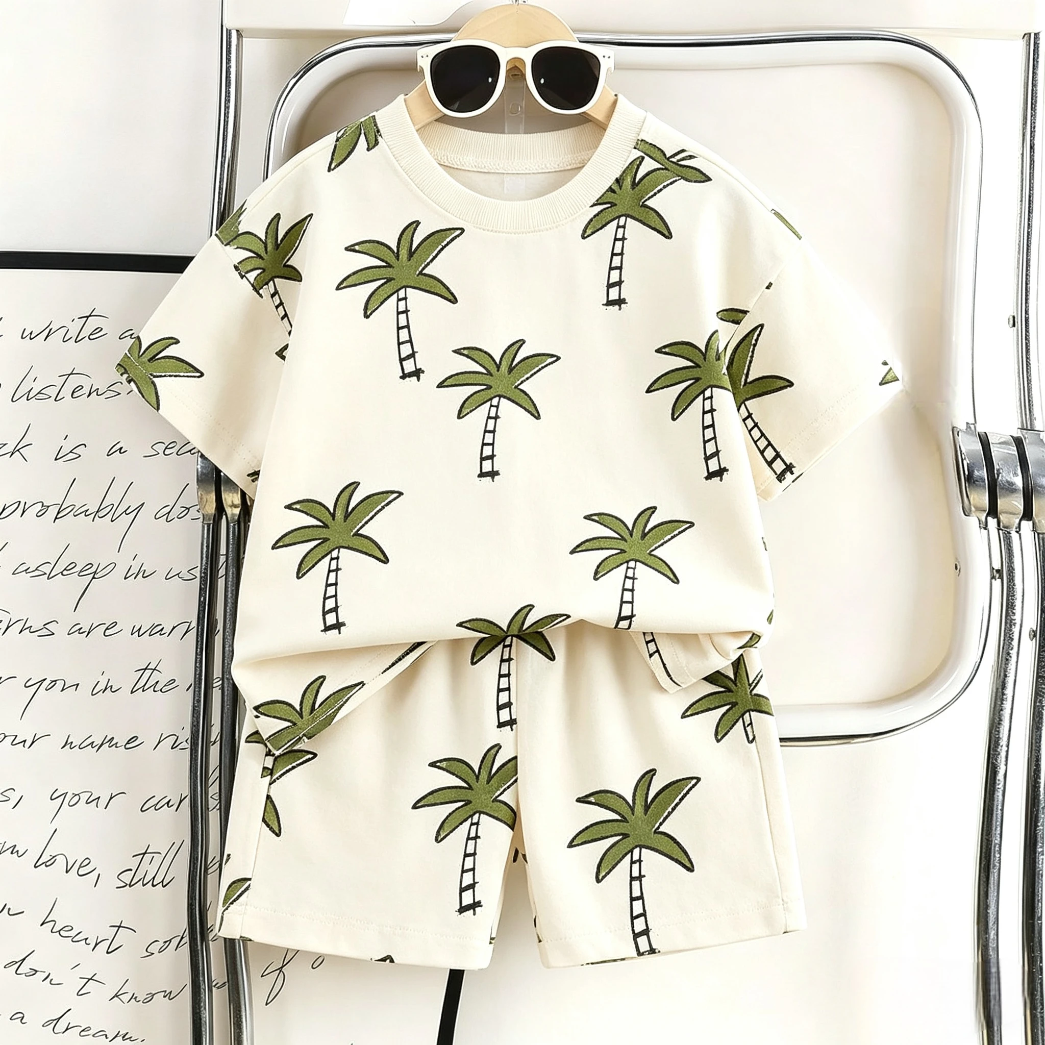 Toddler Animal Print Summer Outfit Boys Girls Short Sleeve Tee And Shorts Set Zebra Coconut Lion Print 2pcs Set Baby Clothing