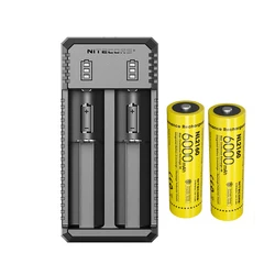 NITECORE UI2 podwójne gniazdo USB do ładowania inteligentna ładowarka + akumulator litowo-jonowy NITECORE 21700 NL2160 6000 mAh 3,6 V 21,6 Wh