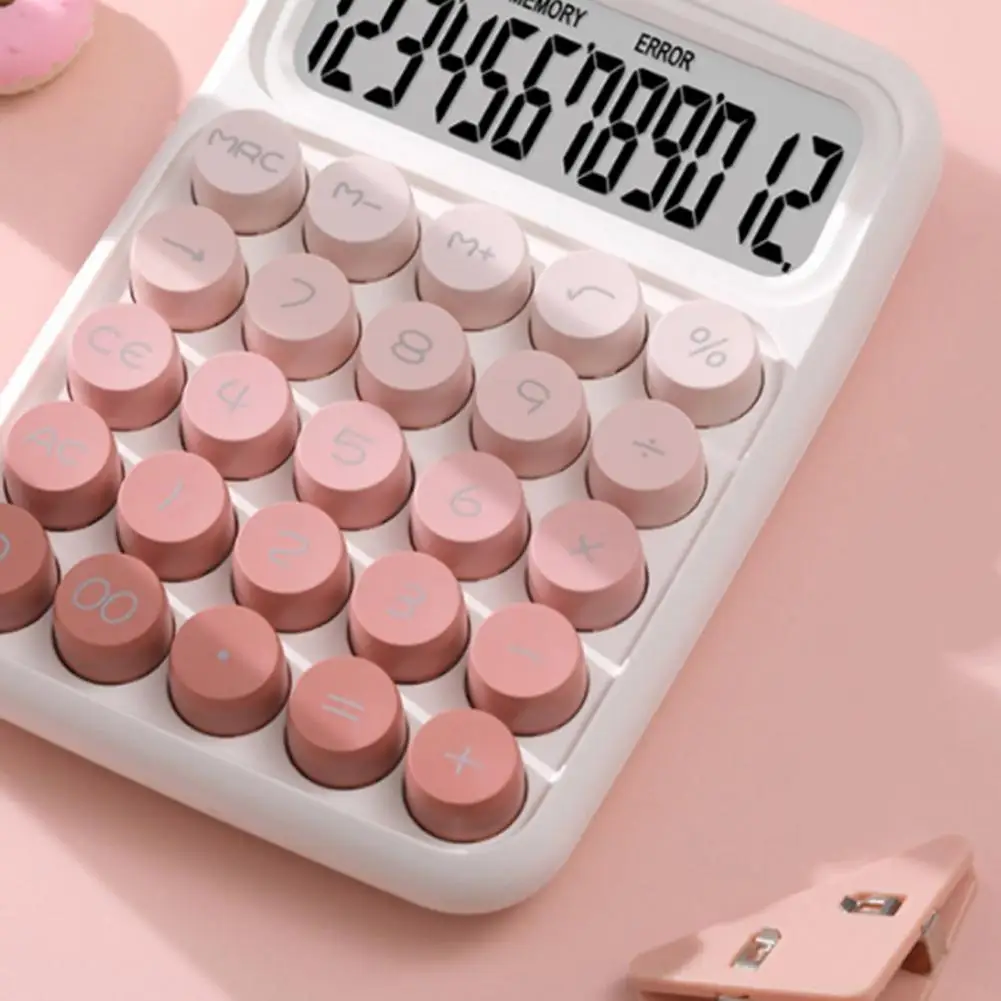 Mechanical Keyboard Calculator Vintage Gradient Color Mechanical Calculator with Lcd Display 12-digit Desktop for Home