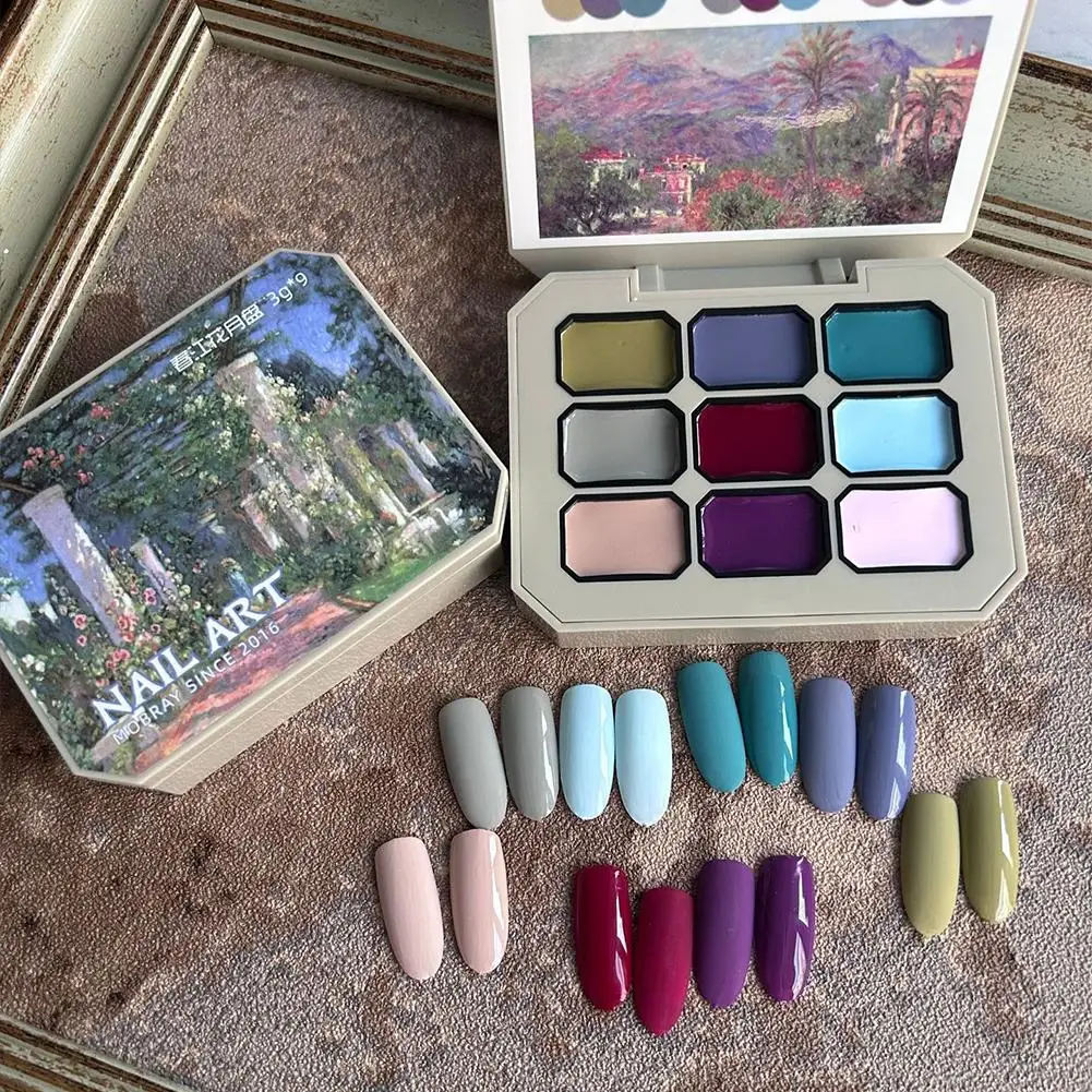 

2025 9-цветный гель для ногтей, однотонный консервированный гель-лак для ногтей, кремовая текстура, гель для рисования, УФ-светодиод, DIY лаки, дизайн ногтей для Mani Q7M6