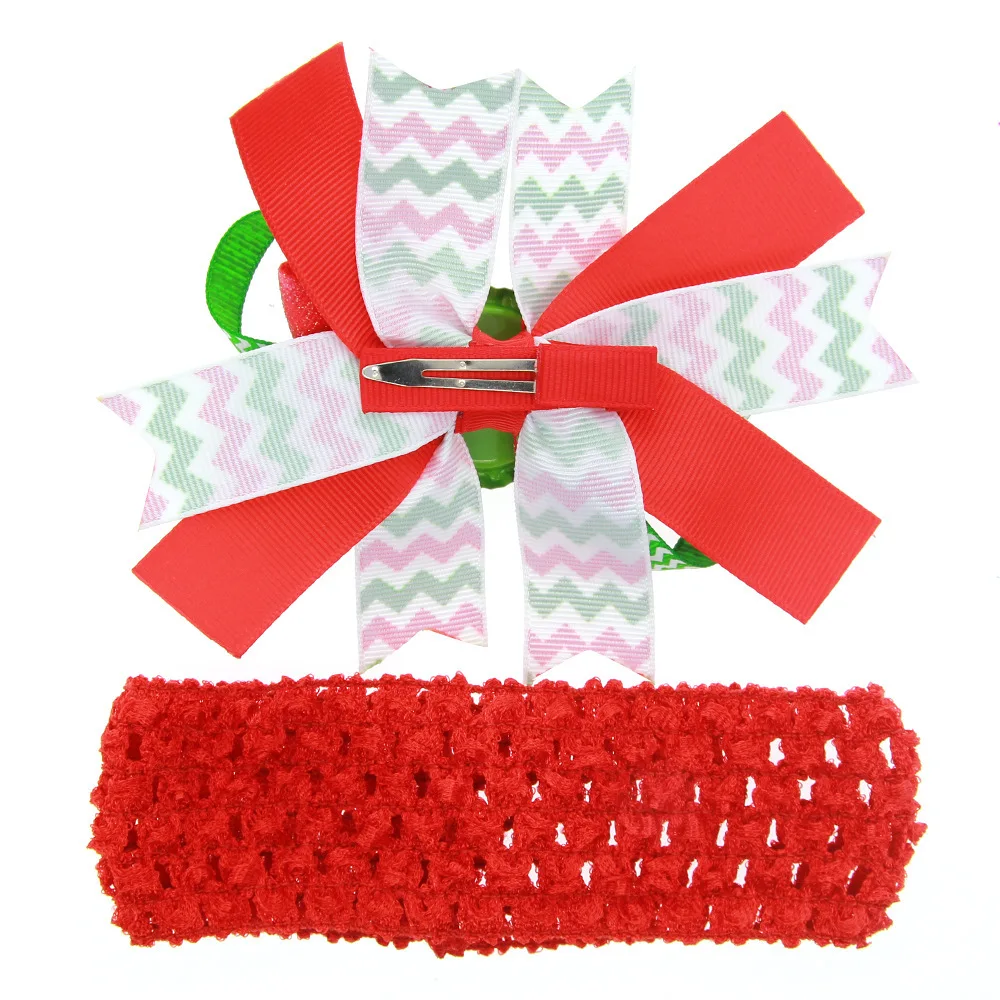 1.77-inch Christmas Bow Hair with Red and Green Baby Hair Clip and Dual-purpose Girl Hair Accessory Gift