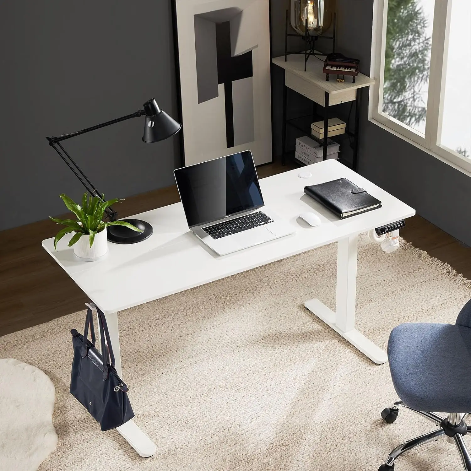 Electric Adjustable Height Standing Desk  40 x 24 inch Sit to Stand Up Desk with Splice Board Rising Home Office Computer Table