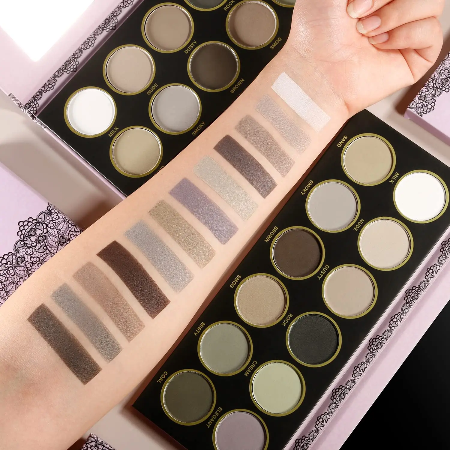 12 Color All Matte Eyeshadow Palette,DE\'LANCI Gray Brown Eye Makeup,Nude Smoky Neutral Eyeshadow Palette,Natural Ultra-Blendable