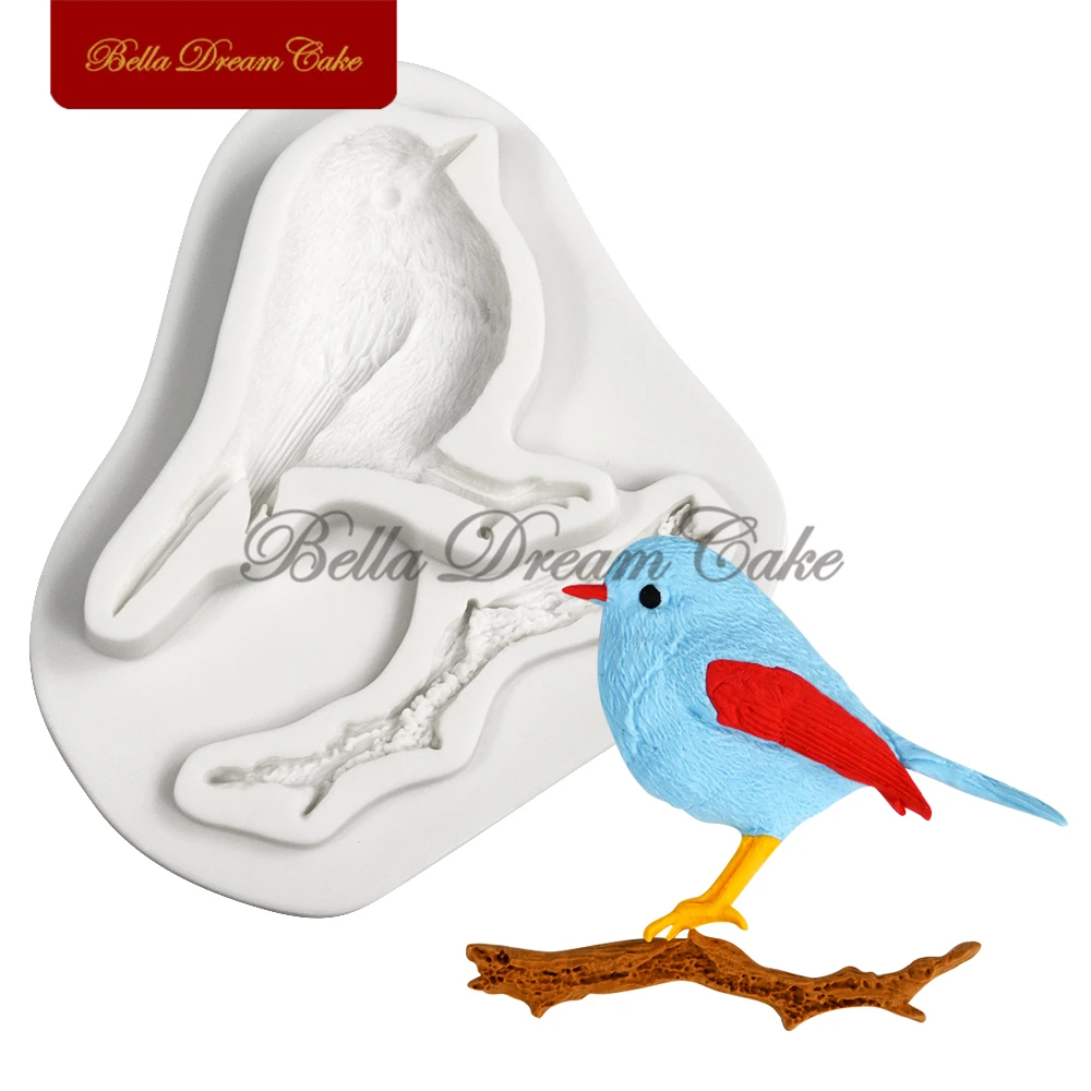 

Bird On Branch Design Silicone Mold 3D Chocolate Fondant Mould DIY Sugarcraft Clay Resin Model Cake Decorating Tools Bakeware