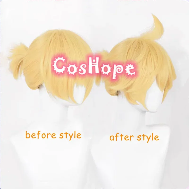 Rin Len Cosplay Wig Short Wig Light Yellow Wig Cosplay Detachable Headphones Anime Cosplay Wigs Heat Resistant Synthetic Wigs