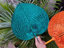 1pcs Summer Handmade DIY Heart Shaped Bamboo Woven Fan Summer Cooling Fan Chinese Style Hand Fan Mosquito Repellent Hand Fans