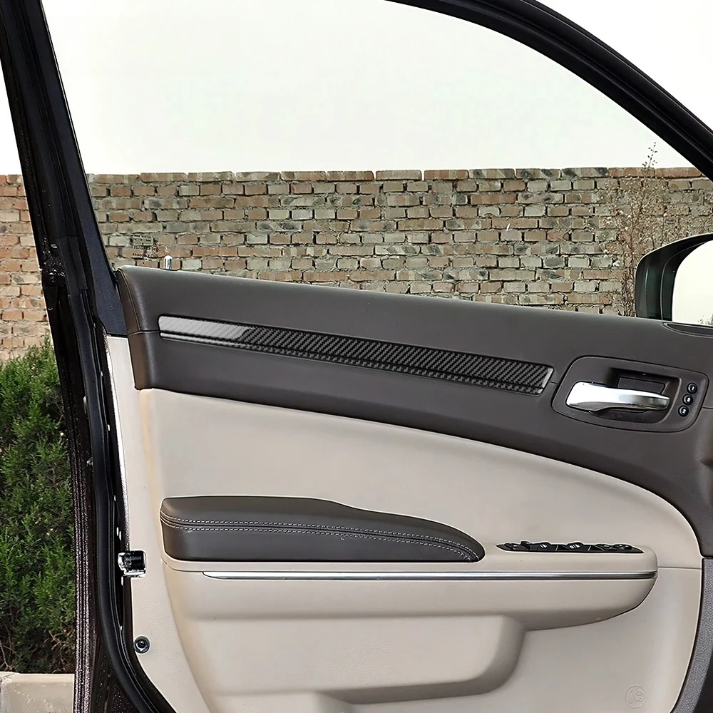 

For Chrysler 300 300C 2011-2014 Real Soft Carbon Fiber Door Panel Sticker LHD RHD Car Interior Decoration Film Accessories