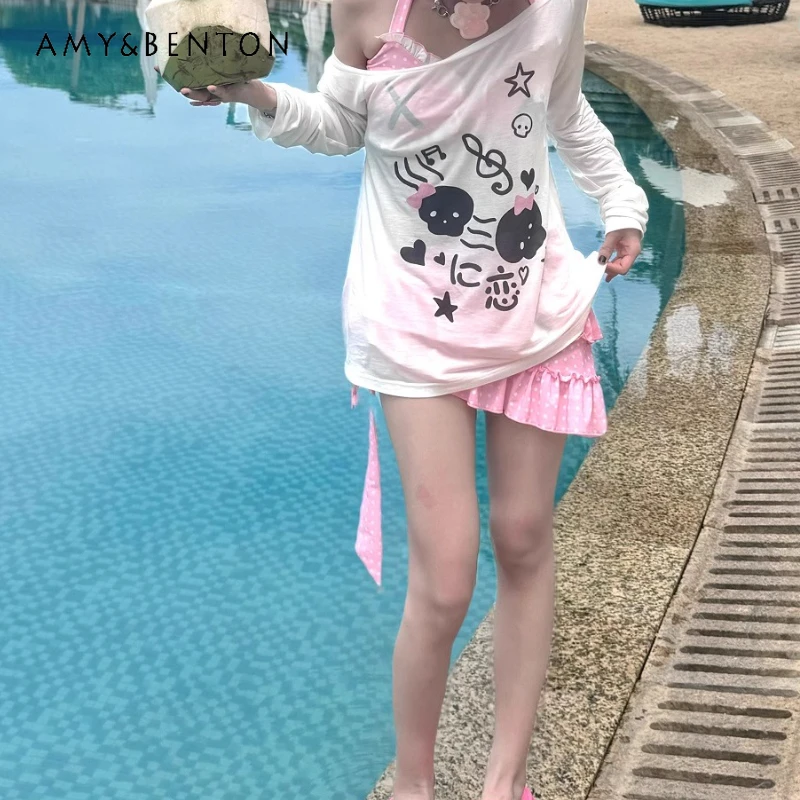

Original Summer Cool Breathable Lightweight Women's Sun Protection Blouse Japanese Subculture Knitted Loose Slimming Top Ladies