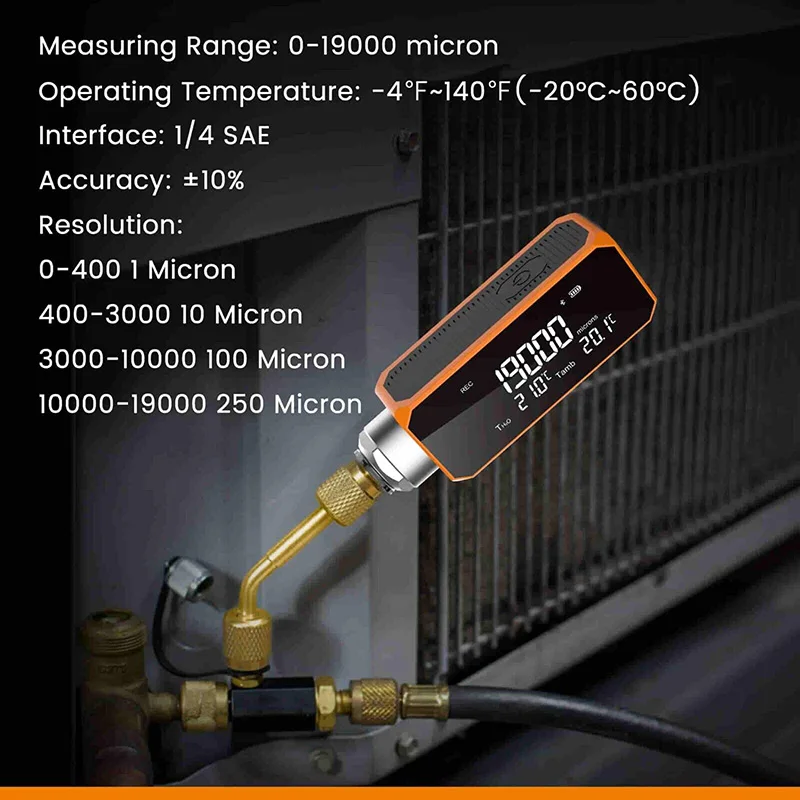 Imagem -02 - Smart Mini Digital Vacuum Gauge Refrigeração Vacuum Tester Medição de Alta Precisão para Manutenção de Refrigeração