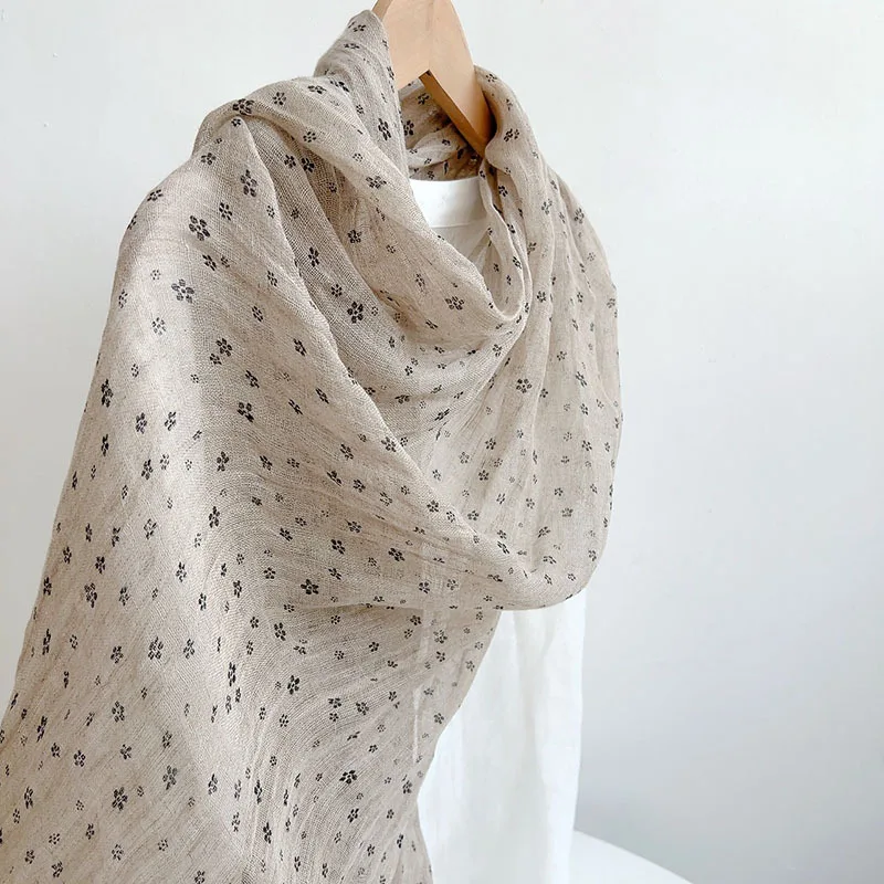 وشاح نسائي صيفي من الكتان بنقاط طويلة قابلة للتنفس إكسسوار ربيعي لقضاء عطلة الخريف #3