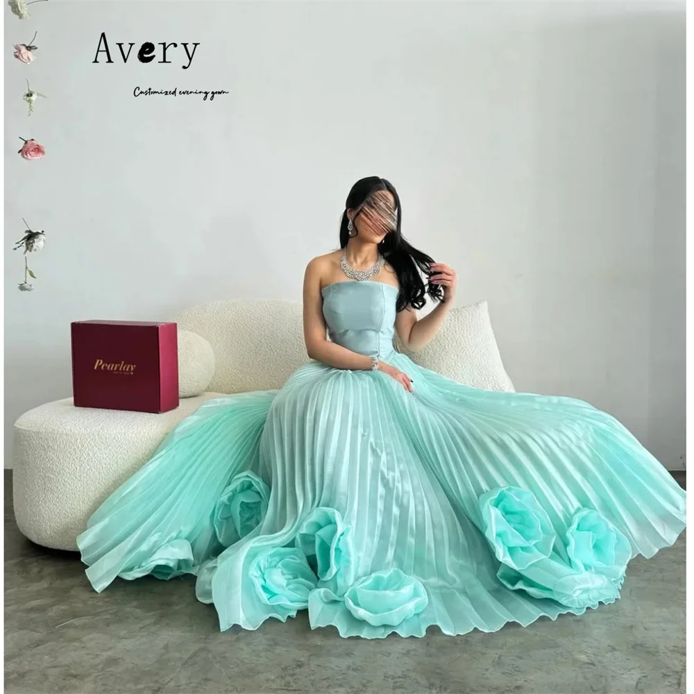 

Avery Custom Flower A-line Tube Top Off the Shoulder Women's Elegant Wedding Party Dress Evening Dresses Wedding Ball Gown Dress