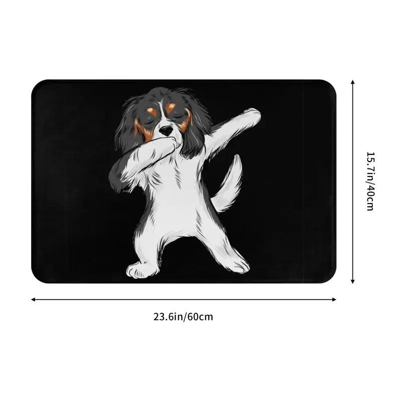 Dabbing Cavalier King Charles Spaniel Dab Dance Front Door Mat Anti-Slip Indoor Absorbent Dog Doormat Room Entrance Rug Carpet