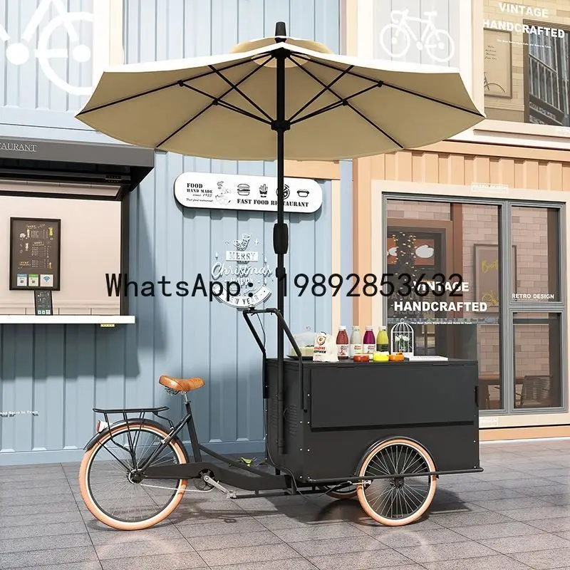 XL Iron Art Reverse Riding Donkey Stall Tricycle Snack Mobile Street Stall Night Market Small Cart
